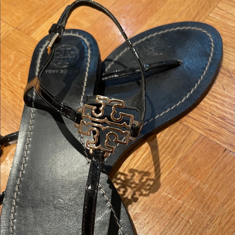 Tory Burch Black and Gold Sandals
